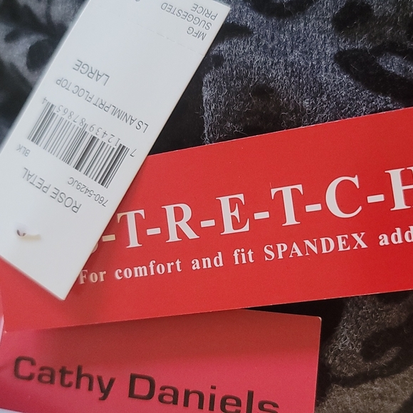 KATHY DANIELS Blouse Layered look Leopard Print Top Size L - Picture 8 of 8